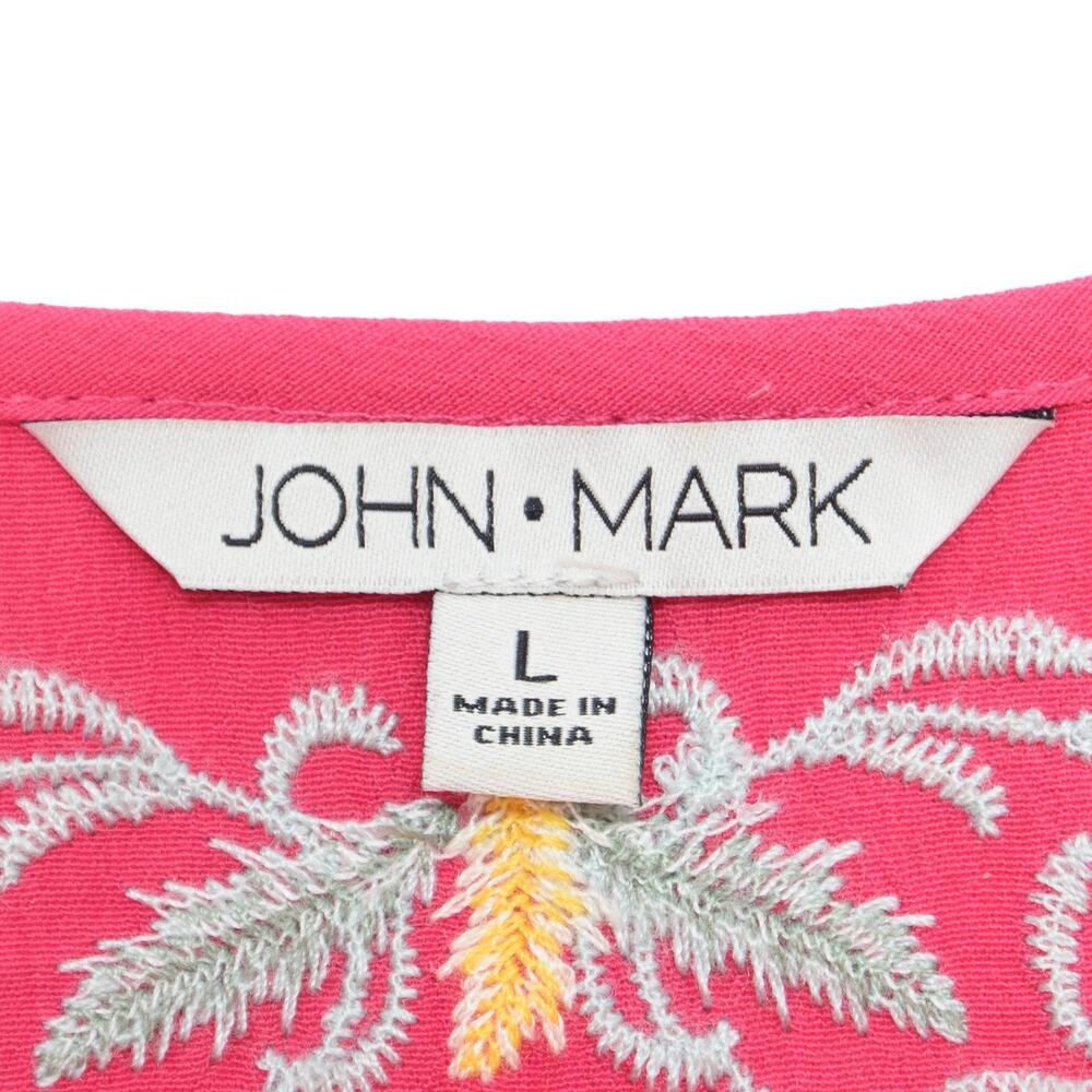 John Mark Fuchsia Embroidered Button-Front Patchwork Tunic - Picture 6 of 13